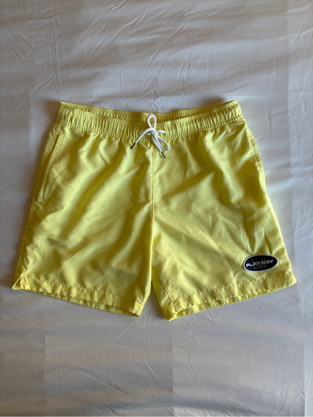 Playboy Neon Yellow Men’s Swim Trunks Logo Beachwear Summer Pool Vacation